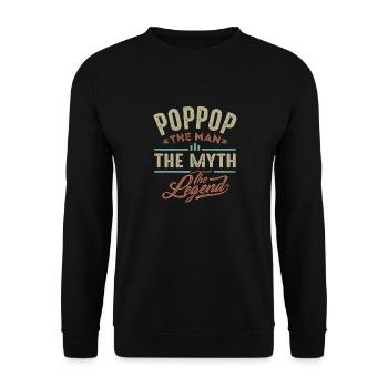 Pop Pop The Legend - Unisex Sweatshirt - black - Front - Alina (178cm) & Michal (187cm)
