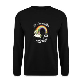 St. Patrick's Day Mops reitet Einhorn Irisch Kind - Sweat-shirt Unisexe - noir - Devant - Alina (178cm) & Michal (187cm)