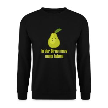 In der Birne muss mans ha - Unisex Pullover - Schwarz - Vorne - Alina (178cm) & Michal (187cm)