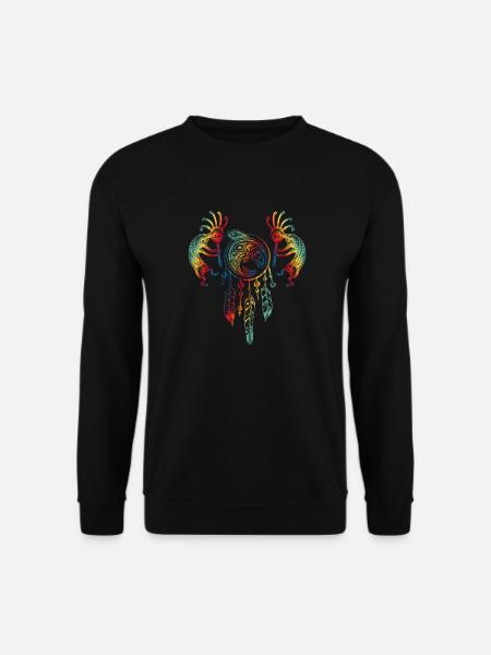 Native American Kokopelli Whale Dreamcatcher 1 - Unisex Pullover - Schwarz