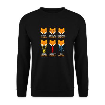 Füchse in verschiedenen Themen - Unisex Pullover - Schwarz - Vorne - Alina (178cm) & Michal (187cm)