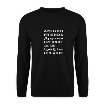 Freunde in verschiedenen Sprachen Друзья Friends - Unisex Pullover - Schwarz - Vorne - Alina (178cm) & Michal (187cm)
