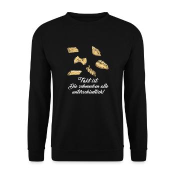 Die Nudeln schmecken alle unterschiedliche - Unisex Pullover - Schwarz - Vorne - Alina (178cm) & Michal (187cm)