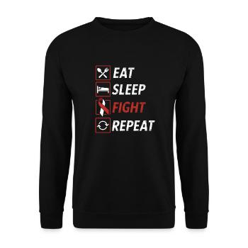 Eat sleep fight repeat ribbon head and neck cancer - Unisex Sweatshirt - black - Front - Alina (178cm) & Michal (187cm)