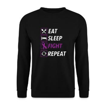 Essen Schlaf Kampf wiederholen lila Band Epilepsie - Unisex Pullover - Schwarz - Vorne - Alina (178cm) & Michal (187cm)