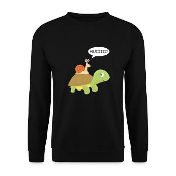 Huiiiii - Snail rides on turtle - Unisex Sweatshirt - black - Front - Alina (178cm) & Michal (187cm)