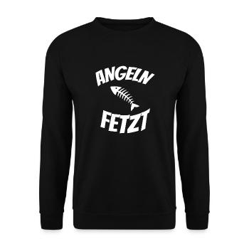 Angeln, Angler-Design. Angeln ist Leidenschaft - Unisex Pullover - Schwarz - Vorne - Alina (178cm) & Michal (187cm)