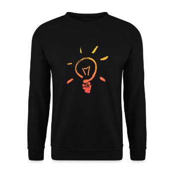 Glühbirne Vintage Lampe am Leuchten - Unisex Pullover - Schwarz - Vorne - Alina (178cm) & Michal (187cm)