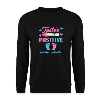 Testée Positive Veuillez Patienter Grossesse - Sweat-shirt Unisexe - noir - Devant - Alina (178cm) & Michal (187cm)