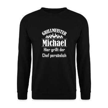 Grillmeister Michael - Unisex Pullover - Schwarz - Vorne - Alina (178cm) & Michal (187cm)