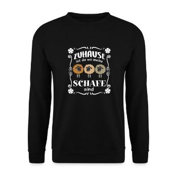 Zuhause wo meine Schafe sind - Unisex Pullover - Schwarz - Vorne - Alina (178cm) & Michal (187cm)