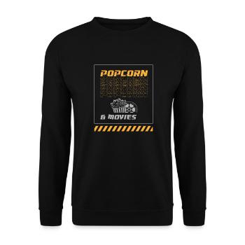 Popcorn und Filme Lustiges Sprichwort Gesunder - Unisex Pullover - Schwarz - Vorne - Alina (178cm) & Michal (187cm)