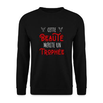 cette beauté mérite un trophée - Sweat-shirt Unisexe - noir - Devant - Alina (178cm) & Michal (187cm)