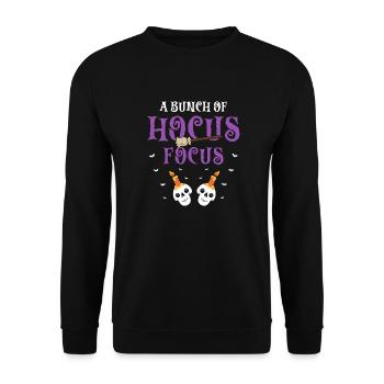 A Bunch Of Hocus Focus Cool Funny Halloween - Unisex Pullover - Schwarz - Vorne - Alina (178cm) & Michal (187cm)
