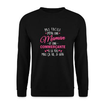 maman et commerçante à la fois - maman commerçante - Sweat-shirt Unisexe - noir - Devant - Alina (178cm) & Michal (187cm)