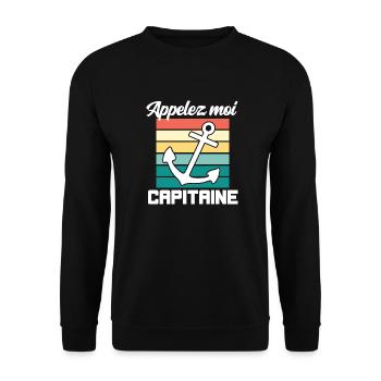 Appelez moi capitaine cadeau humour homme marin - Sweat-shirt Unisexe - noir - Devant - Alina (178cm) & Michal (187cm)