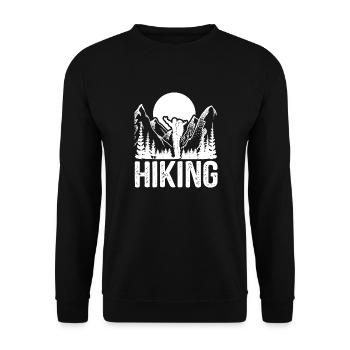 Wandern gehen Bergsteigen Wandertour Wandertag - Unisex Pullover - Schwarz - Vorne - Alina (178cm) & Michal (187cm)