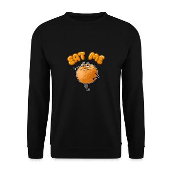 Geschälte sexy Orange: Iss mich :) - Unisex Pullover - Schwarz - Vorne - Alina (178cm) & Michal (187cm)