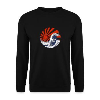 Kanagawa Aufgehende Sonne - Unisex Pullover - Schwarz - Vorne - Alina (178cm) & Michal (187cm)