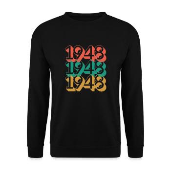 Anniversaire année 1948 / Vintage 1948 / Retro 48 - Sweat-shirt Unisexe - noir - Devant - Alina (178cm) & Michal (187cm)