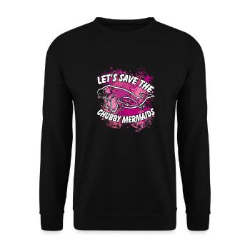 Lasst uns die Seekühe retten. Farbenfrohes Design - Unisex Pullover - Schwarz - Vorne - Alina (178cm) & Michal (187cm)