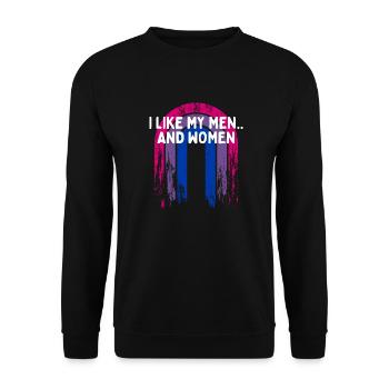 J’aime ma fierté bisexuelle LGBTQ Bi hommes et femmes - Sweat-shirt Unisexe - noir - Devant - Alina (178cm) & Michal (187cm)