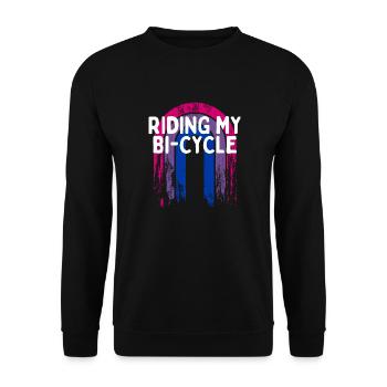Riding My Bi-Cycle Bisexual LGBTQ Bi Pride LGBT - Unisex Sweatshirt - black - Front - Alina (178cm) & Michal (187cm)