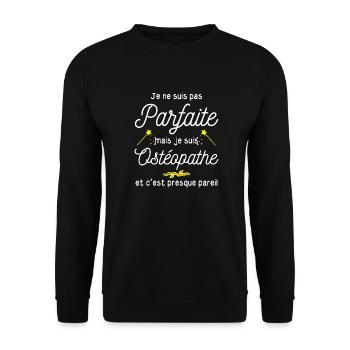 pas parfaite mais Ostéopathe - Sweat-shirt Unisexe - noir - Devant - Alina (178cm) & Michal (187cm)