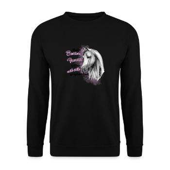 Pferd der beste Freund - Unisex Pullover - Schwarz - Vorne - Alina (178cm) & Michal (187cm)