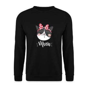 Mignon Kawaii drôle de chat disant miaulement - Sweat-shirt Unisexe - noir - Devant - Alina (178cm) & Michal (187cm)