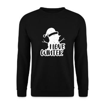 J’aime l’hiver, la neige, le froid et le bonhomme de neige - Sweat-shirt Unisexe - noir - Devant - Alina (178cm) & Michal (187cm)