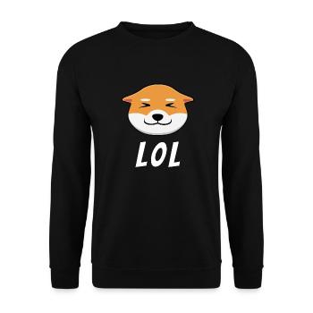 LOL - Chien Shiba-Inu au grand sourire Kawaii - Sweat-shirt Unisexe - noir - Devant - Alina (178cm) & Michal (187cm)