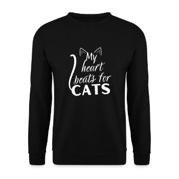 My heart beats for cats - Gift Humor Cat - Unisex Sweatshirt - black - Front - Alina (178cm) & Michal (187cm)