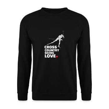 Ich Liebe Cross Country Skiing Stylish Cross - Unisex Pullover - Schwarz - Vorne - Alina (178cm) & Michal (187cm)