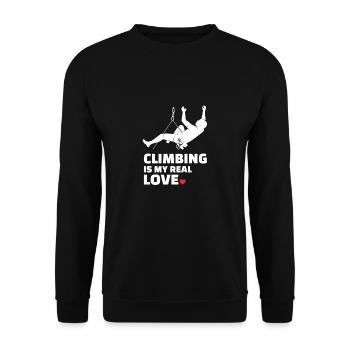 I love climbing for all mountain lovers - Unisex Sweatshirt - black - Front - Alina (178cm) & Michal (187cm)