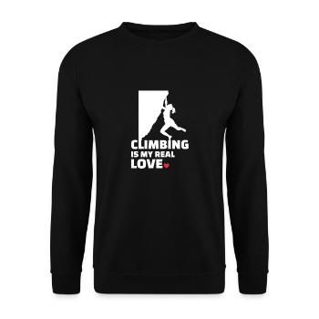 I love climbing for all mountain lovers - Unisex Sweatshirt - black - Front - Alina (178cm) & Michal (187cm)