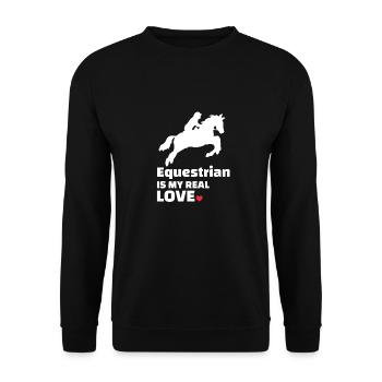 Reiter Pferdeliebhaber - Unisex Pullover - Schwarz - Vorne - Alina (178cm) & Michal (187cm)