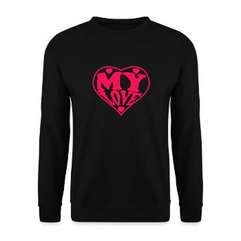 Meine Liebe, Valentinstag, Liebe - Unisex Pullover - Schwarz - Vorne - Alina (178cm) & Michal (187cm)