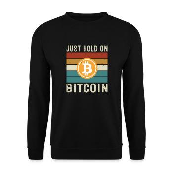 Just Hold on Bitcoin - Unisex Sweatshirt - black - Front - Alina (178cm) & Michal (187cm)