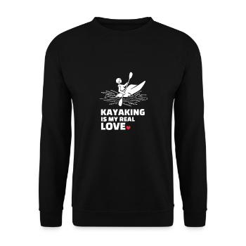 Ich Liebe Kajakfahren - Unisex Pullover - Schwarz - Vorne - Alina (178cm) & Michal (187cm)