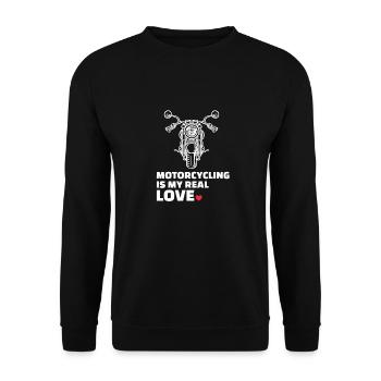 I love motorcycling - Unisex Sweatshirt - black - Front - Alina (178cm) & Michal (187cm)
