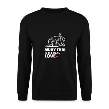 I love Muay Thai - Unisex Sweatshirt - black - Front - Alina (178cm) & Michal (187cm)