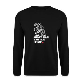 J’adore le Muay Thai - Sweat-shirt Unisexe - noir - Devant - Alina (178cm) & Michal (187cm)