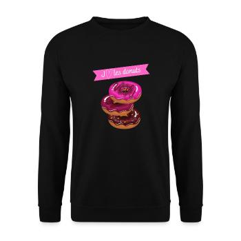 I Love Donuts - Sweat-shirt Unisexe - noir - Devant - Alina (178cm) & Michal (187cm)