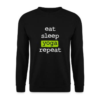 eat sleep yoga repeat - Essen Schlafen Wiederholen - Unisex Pullover - Schwarz - Vorne - Alina (178cm) & Michal (187cm)