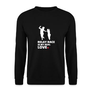 I love relay races - Unisex Sweatshirt - black - Front - Alina (178cm) & Michal (187cm)