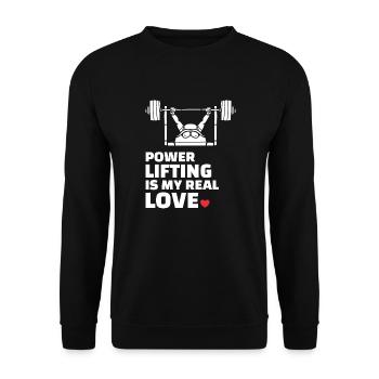 Ich Liebe Powerlifting - Unisex Pullover - Schwarz - Vorne - Alina (178cm) & Michal (187cm)