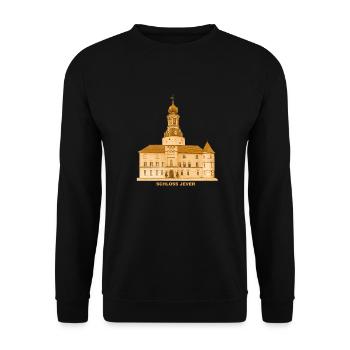 Jever Schloss Friesland Niedersachsen Nordsee - Unisex Pullover - Schwarz - Vorne - Alina (178cm) & Michal (187cm)