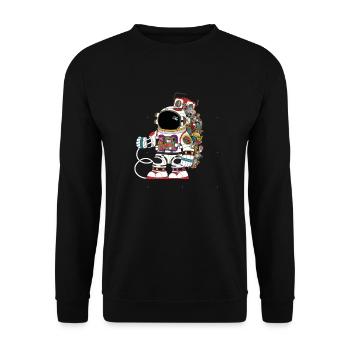 The Happy astronaut in space - Unisex Sweatshirt - black - Front - Alina (178cm) & Michal (187cm)