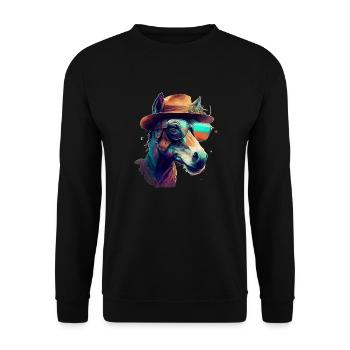 A funny donkey or mule with glasses and hat - Unisex Sweatshirt - black - Front - Alina (178cm) & Michal (187cm)